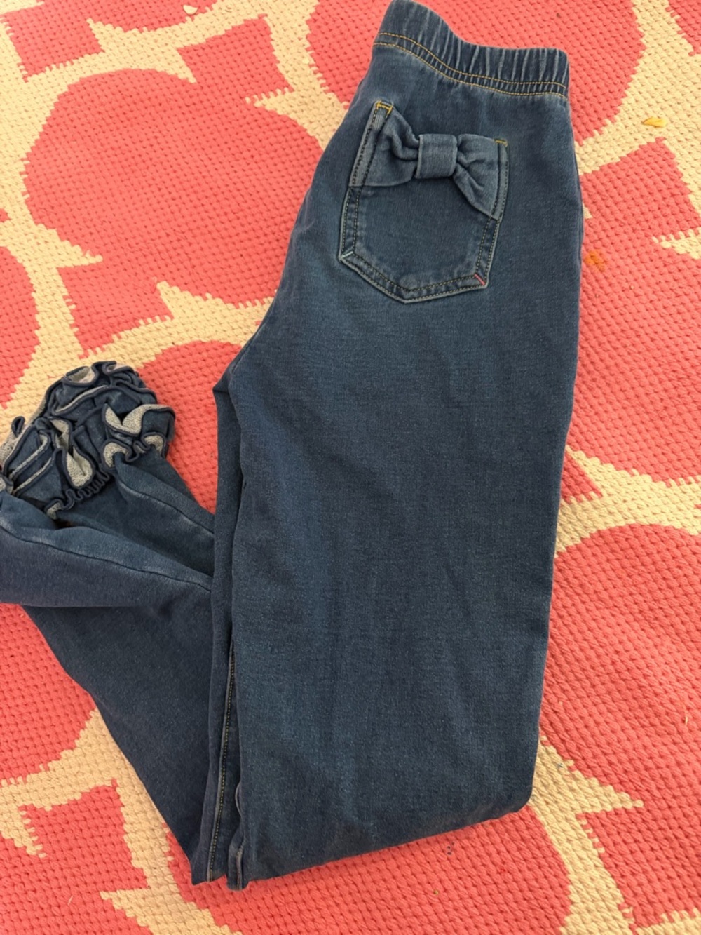 Dark Blue Denim Bow Pocket Jeans
